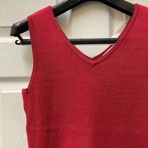 Vintage Worthington Women's M Red Silk Blend Knit Sleeveless Sweater Tank Top